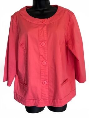 Vintage 90s Coral Peach Retro Office Summer Blazer Jacket Grannycore Sz 1X